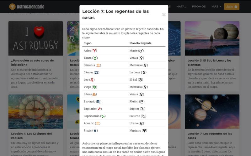 Curso de Astrología del plan Premium 2